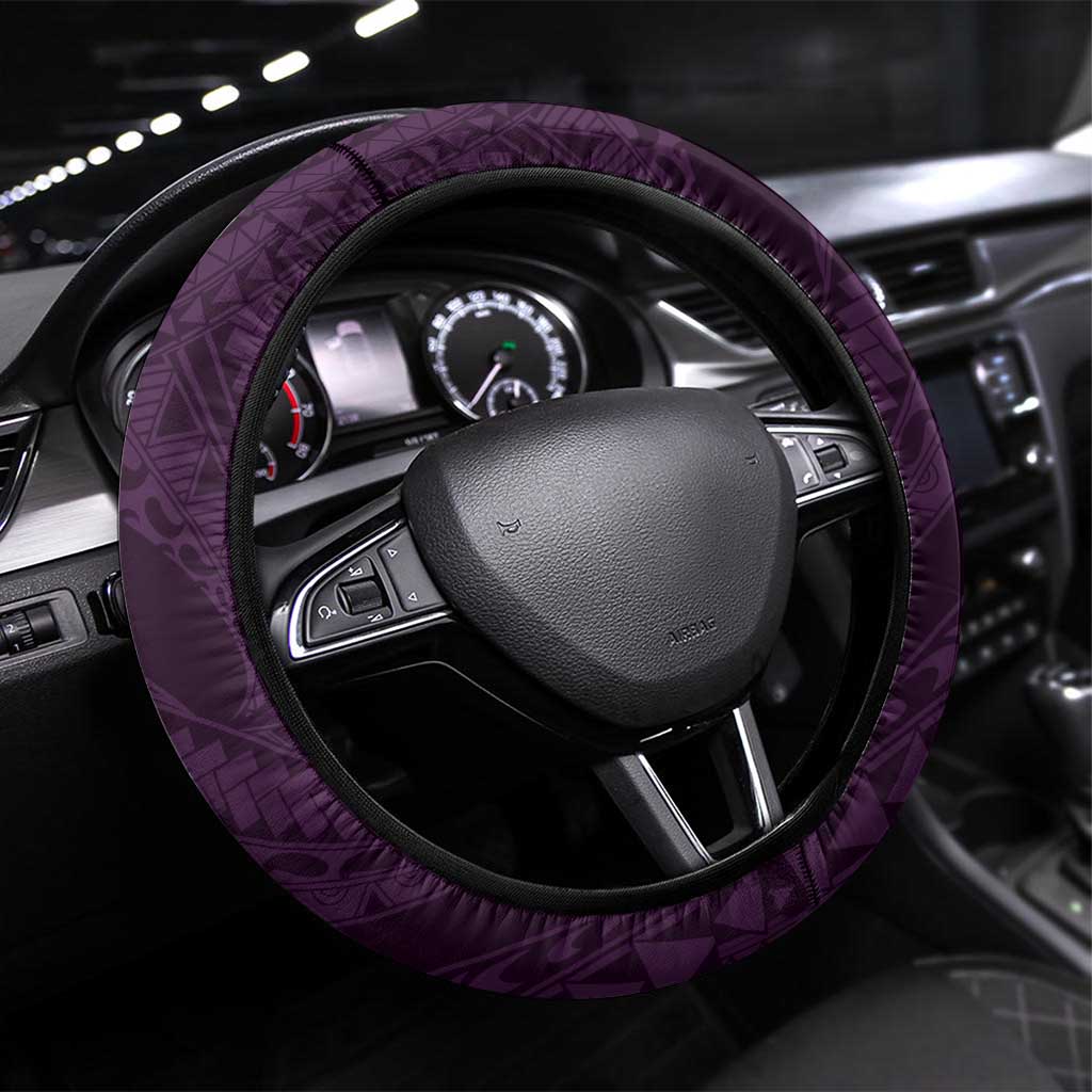 Aloha Hawaii Kalo Pikake Lei Steering Wheel Cover Chest Tattoo Purple Hawaiian Pattern LT14 Universal Fit Purple - Polynesian Pride
