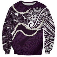 Aloha Hawaii Kalo Pikake Lei Sweatshirt Chest Tattoo Purple Hawaiian Pattern
