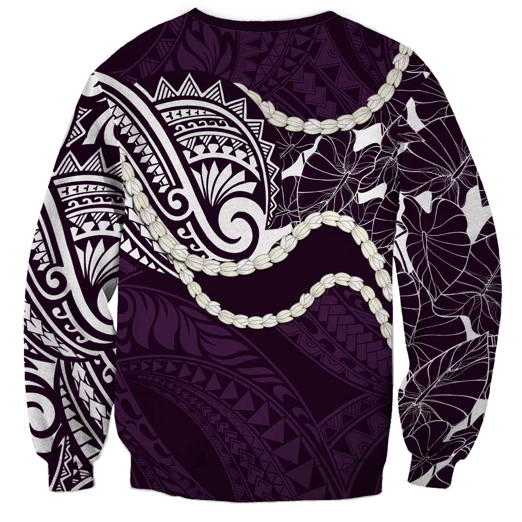 Aloha Hawaii Kalo Pikake Lei Sweatshirt Chest Tattoo Purple Hawaiian Pattern
