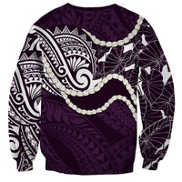 Aloha Hawaii Kalo Pikake Lei Sweatshirt Chest Tattoo Purple Hawaiian Pattern