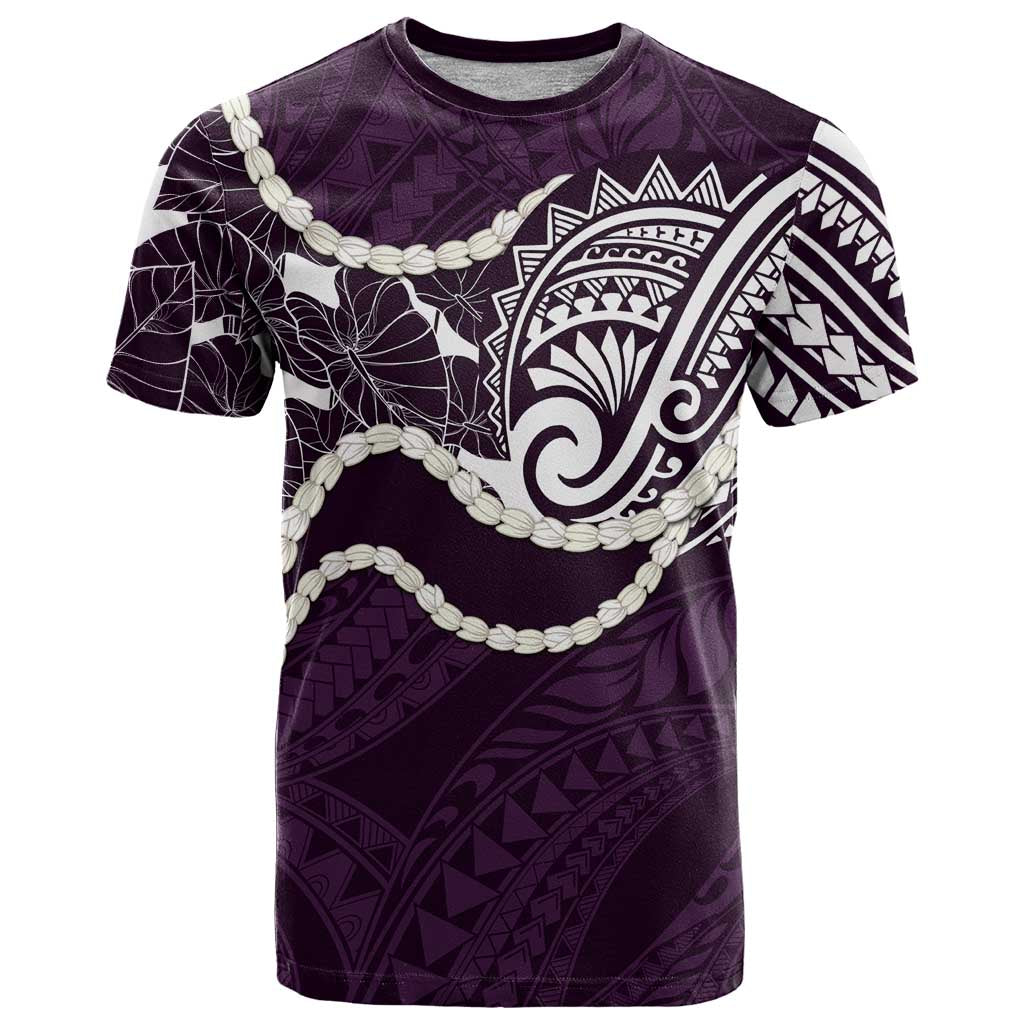 Aloha Hawaii Kalo Pikake Lei T Shirt Chest Tattoo Purple Hawaiian Pattern