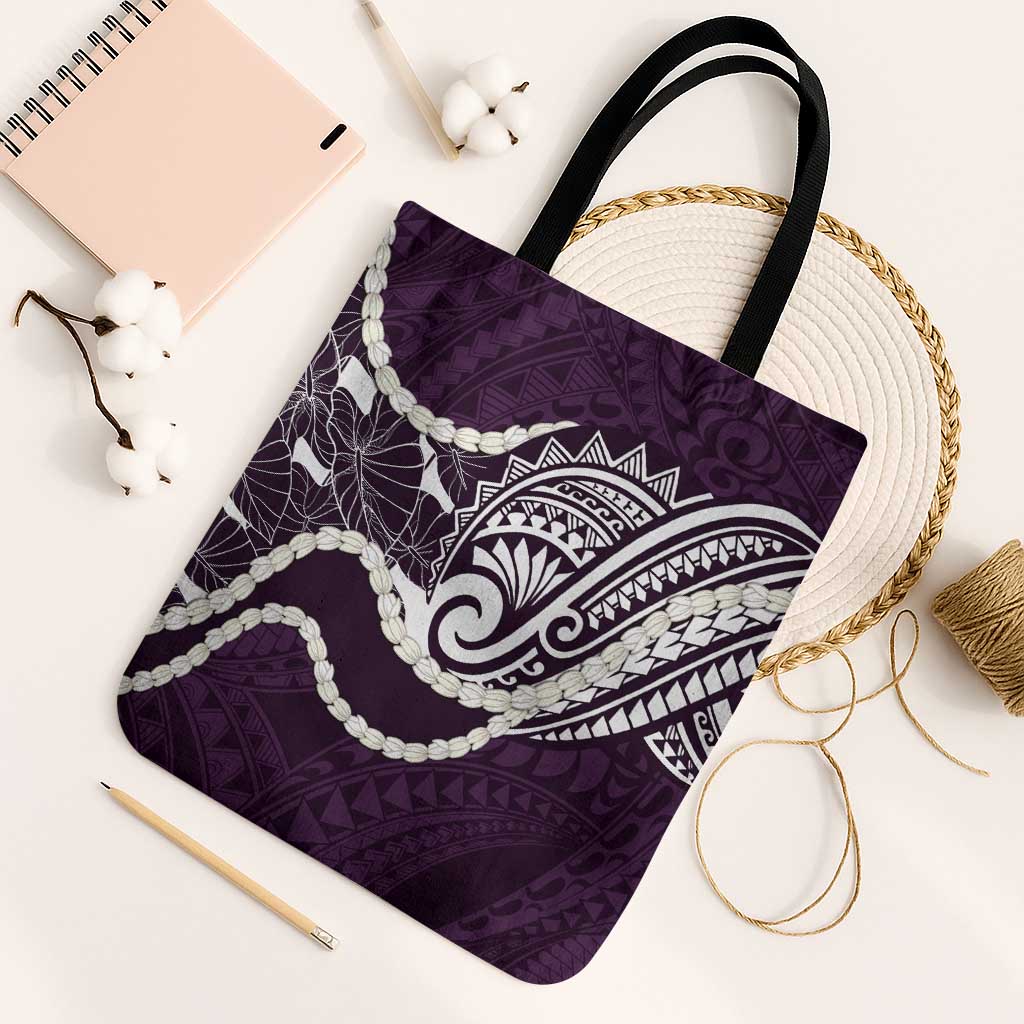 Aloha Hawaii Kalo Pikake Lei Tote Bag Chest Tattoo Purple Hawaiian Pattern
