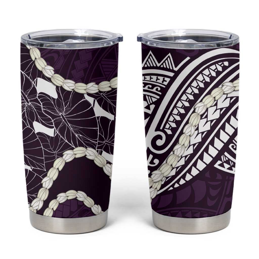 Aloha Hawaii Kalo Pikake Lei Tumbler Cup Chest Tattoo Purple Hawaiian Pattern LT14 Purple - Polynesian Pride