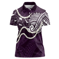 Aloha Hawaii Kalo Pikake Lei Women Polo Shirt Chest Tattoo Purple Hawaiian Pattern LT14 Female Purple - Polynesian Pride