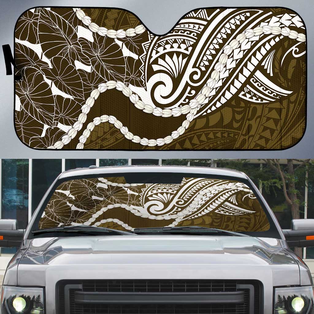Aloha Hawaii Kalo Pikake Lei Auto Sun Shade Chest Tattoo Gold Hawaiian Pattern LT14 Gold - Polynesian Pride
