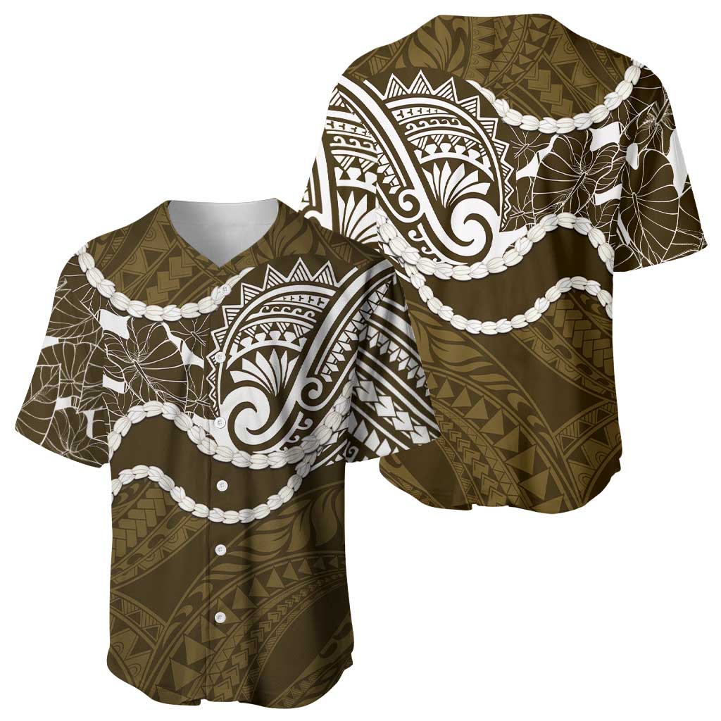 Aloha Hawaii Kalo Pikake Lei Baseball Jersey Chest Tattoo Gold Hawaiian Pattern