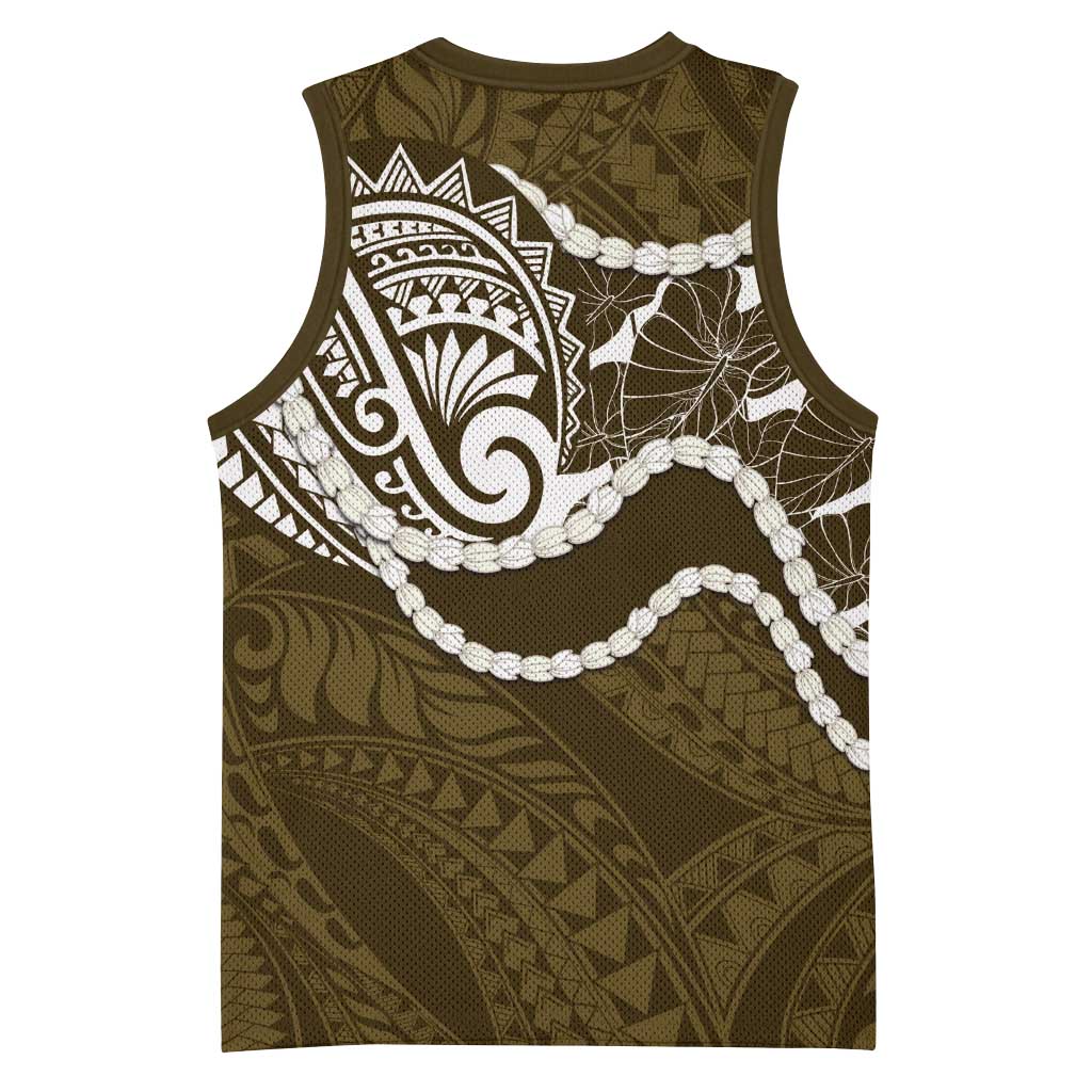 Aloha Hawaii Kalo Pikake Lei Basketball Jersey Chest Tattoo Gold Hawaiian Pattern