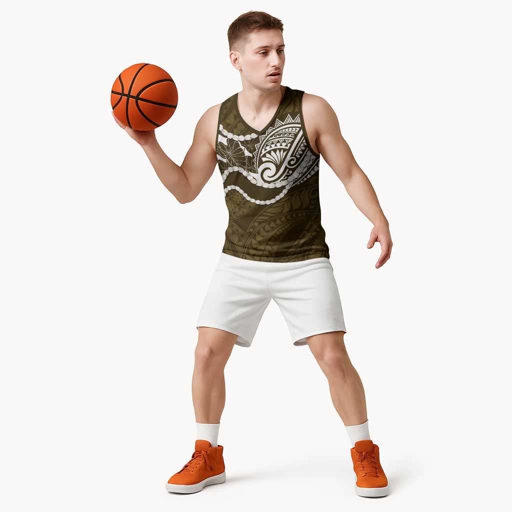 Aloha Hawaii Kalo Pikake Lei Basketball Jersey Chest Tattoo Gold Hawaiian Pattern