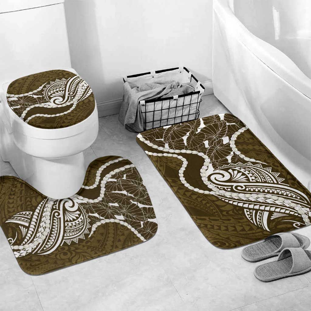 Aloha Hawaii Kalo Pikake Lei Bathroom Set Chest Tattoo Gold Hawaiian Pattern