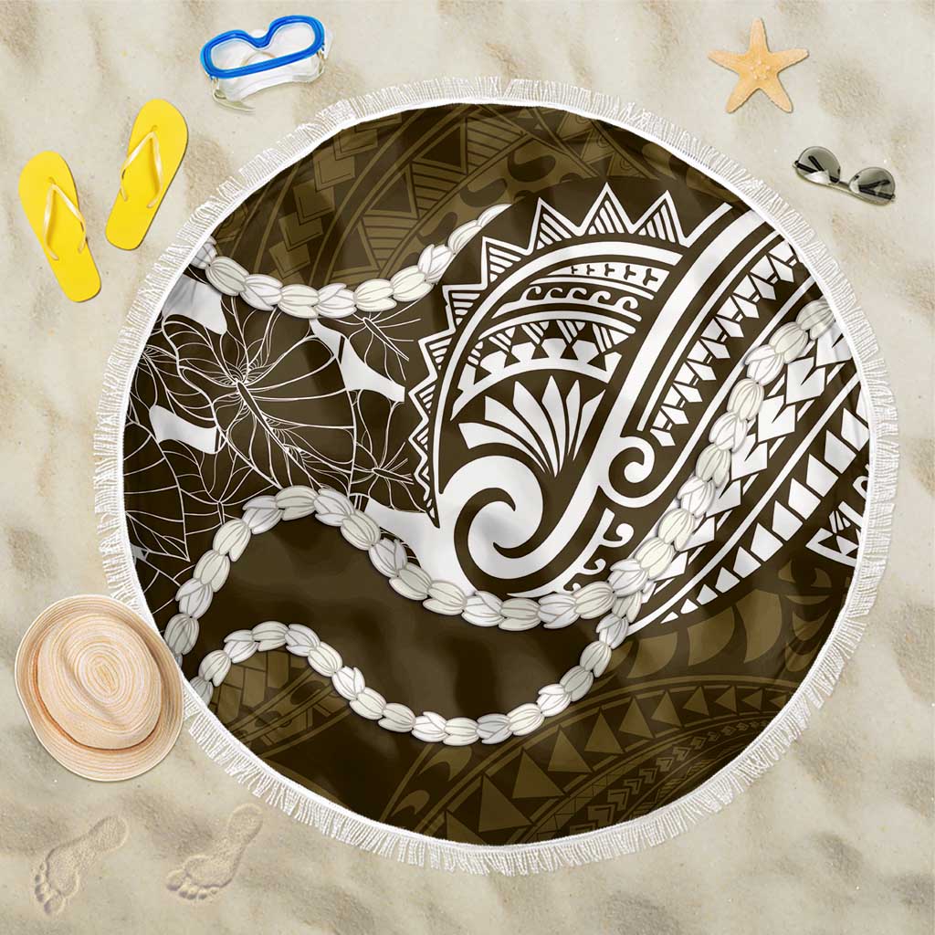 Aloha Hawaii Kalo Pikake Lei Beach Blanket Chest Tattoo Gold Hawaiian Pattern LT14 One Size 150cm Gold - Polynesian Pride