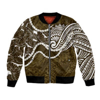 Aloha Hawaii Kalo Pikake Lei Bomber Jacket Chest Tattoo Gold Hawaiian Pattern
