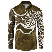 Aloha Hawaii Kalo Pikake Lei Button Sweatshirt Chest Tattoo Gold Hawaiian Pattern