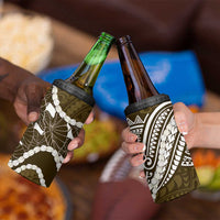 Aloha Hawaii Kalo Pikake Lei 4 in 1 Can Cooler Tumbler Chest Tattoo Gold Hawaiian Pattern