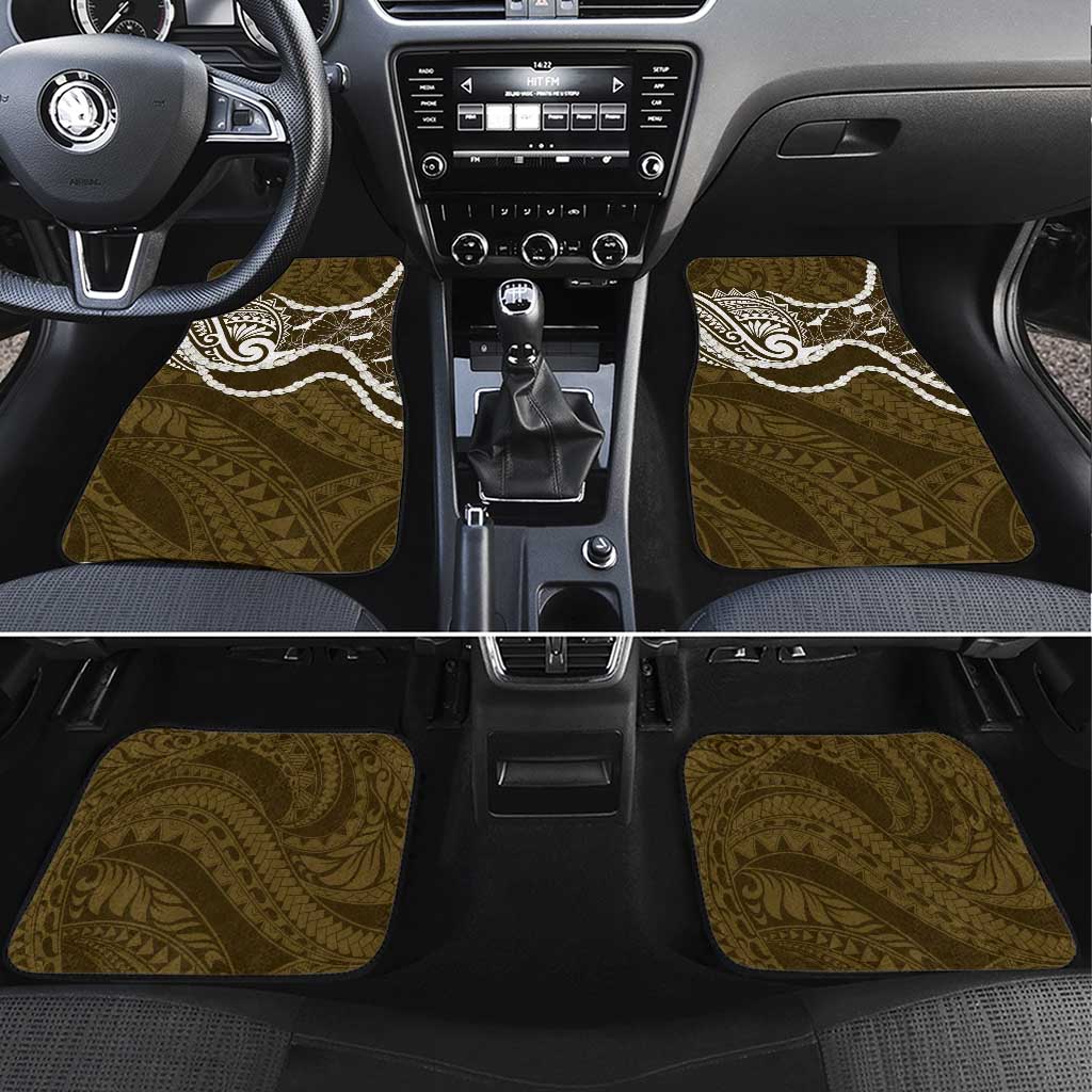 Aloha Hawaii Kalo Pikake Lei Car Mats Chest Tattoo Gold Hawaiian Pattern LT14 Set 4pcs Gold - Polynesian Pride