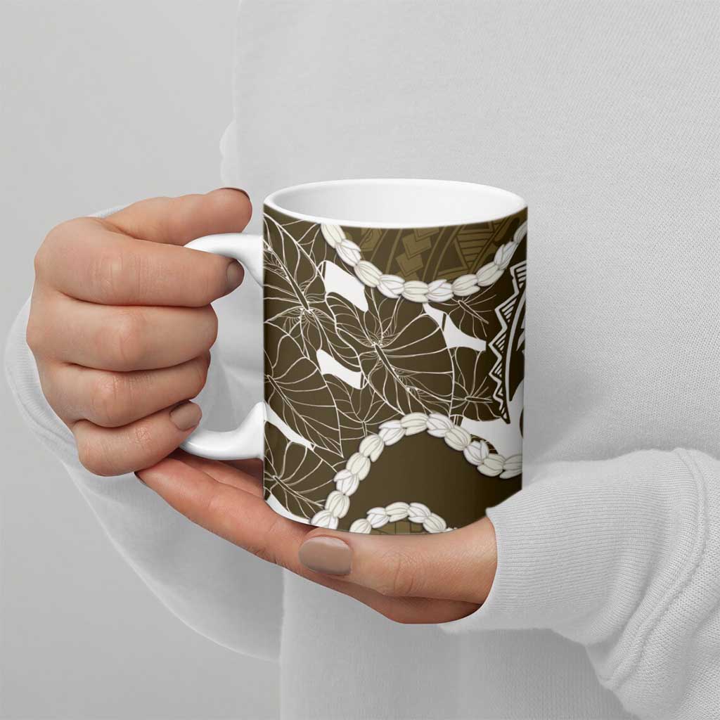 Aloha Hawaii Kalo Pikake Lei Ceramic Mug Chest Tattoo Gold Hawaiian Pattern