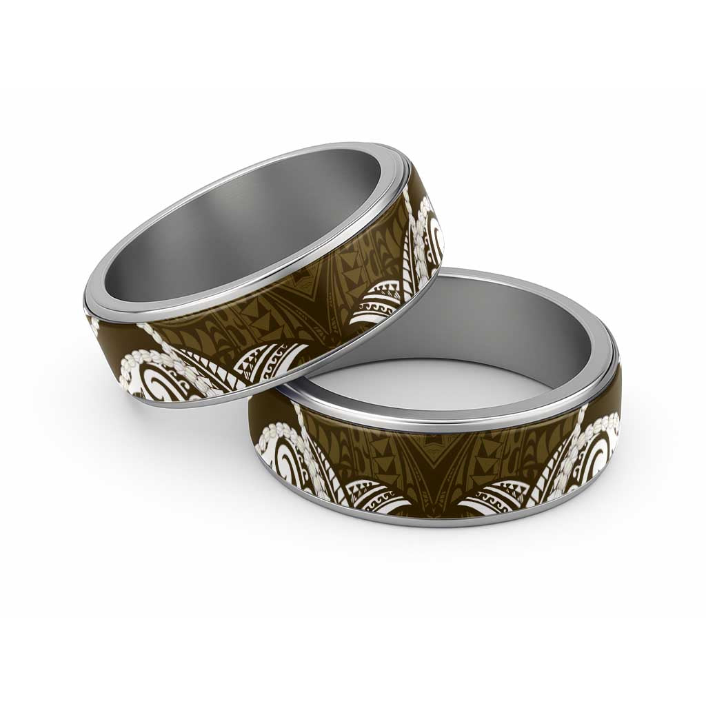 Aloha Hawaii Kalo Pikake Lei Classic Ring Chest Tattoo Gold Hawaiian Pattern LT14 Sliver Gold - Polynesian Pride