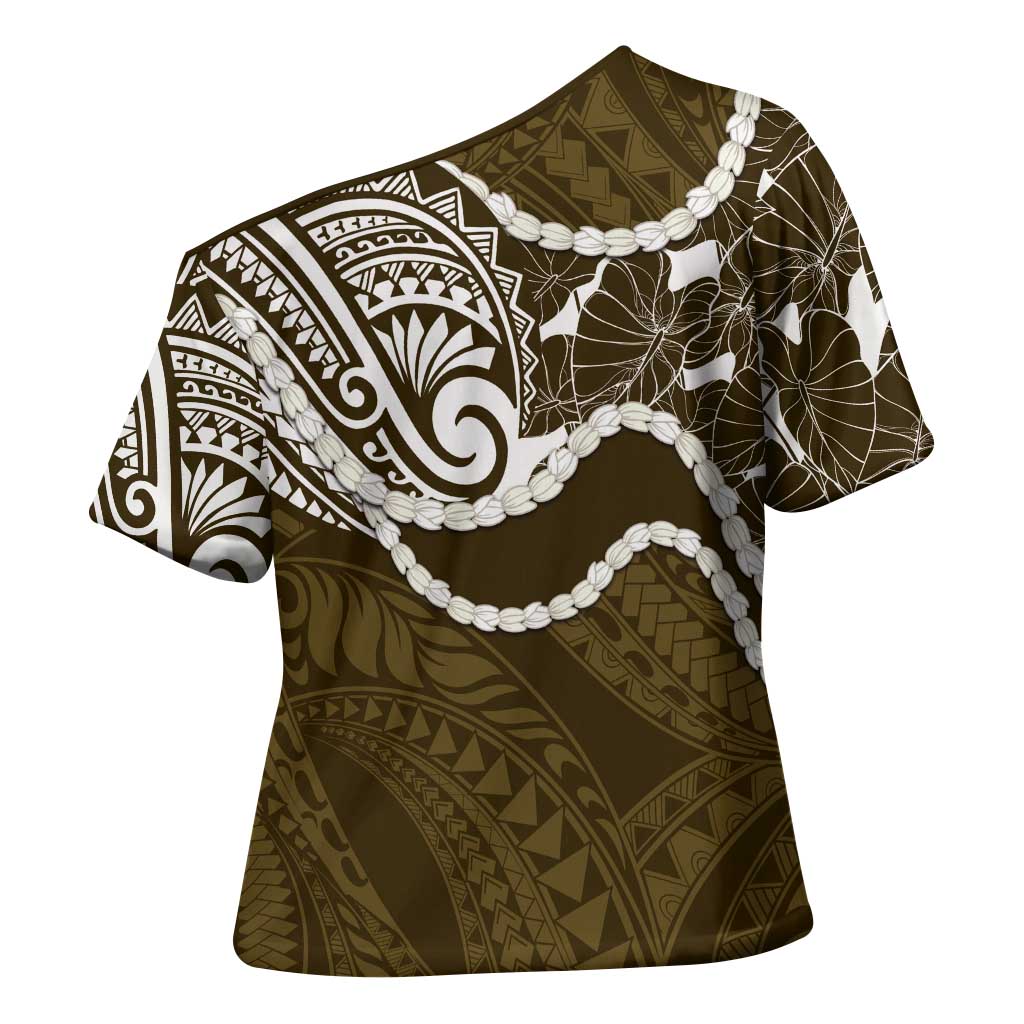 Aloha Hawaii Kalo Pikake Lei Cross Shoulder Shirt Chest Tattoo Gold Hawaiian Pattern