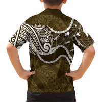 Aloha Hawaii Kalo Pikake Lei Family Matching Tank Maxi Dress and Hawaiian Shirt Chest Tattoo Gold Hawaiian Pattern LT14 - Polynesian Pride