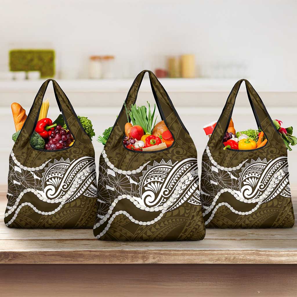 Aloha Hawaii Kalo Pikake Lei Grocery Bag Chest Tattoo Gold Hawaiian Pattern