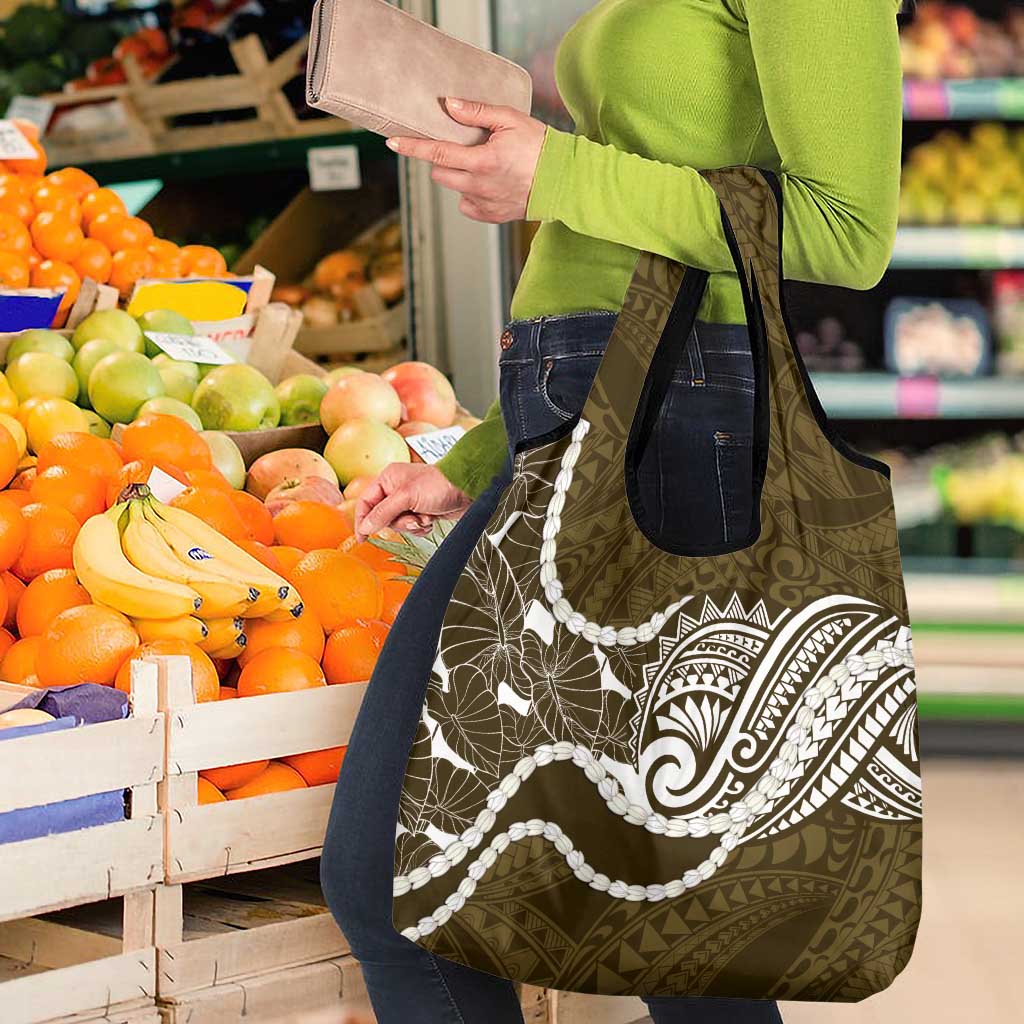 Aloha Hawaii Kalo Pikake Lei Grocery Bag Chest Tattoo Gold Hawaiian Pattern