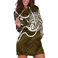 Aloha Hawaii Kalo Pikake Lei Hoodie Dress Chest Tattoo Gold Hawaiian Pattern LT14 Gold - Polynesian Pride