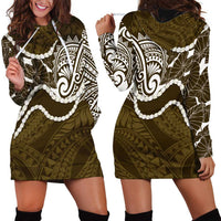 Aloha Hawaii Kalo Pikake Lei Hoodie Dress Chest Tattoo Gold Hawaiian Pattern LT14 - Polynesian Pride