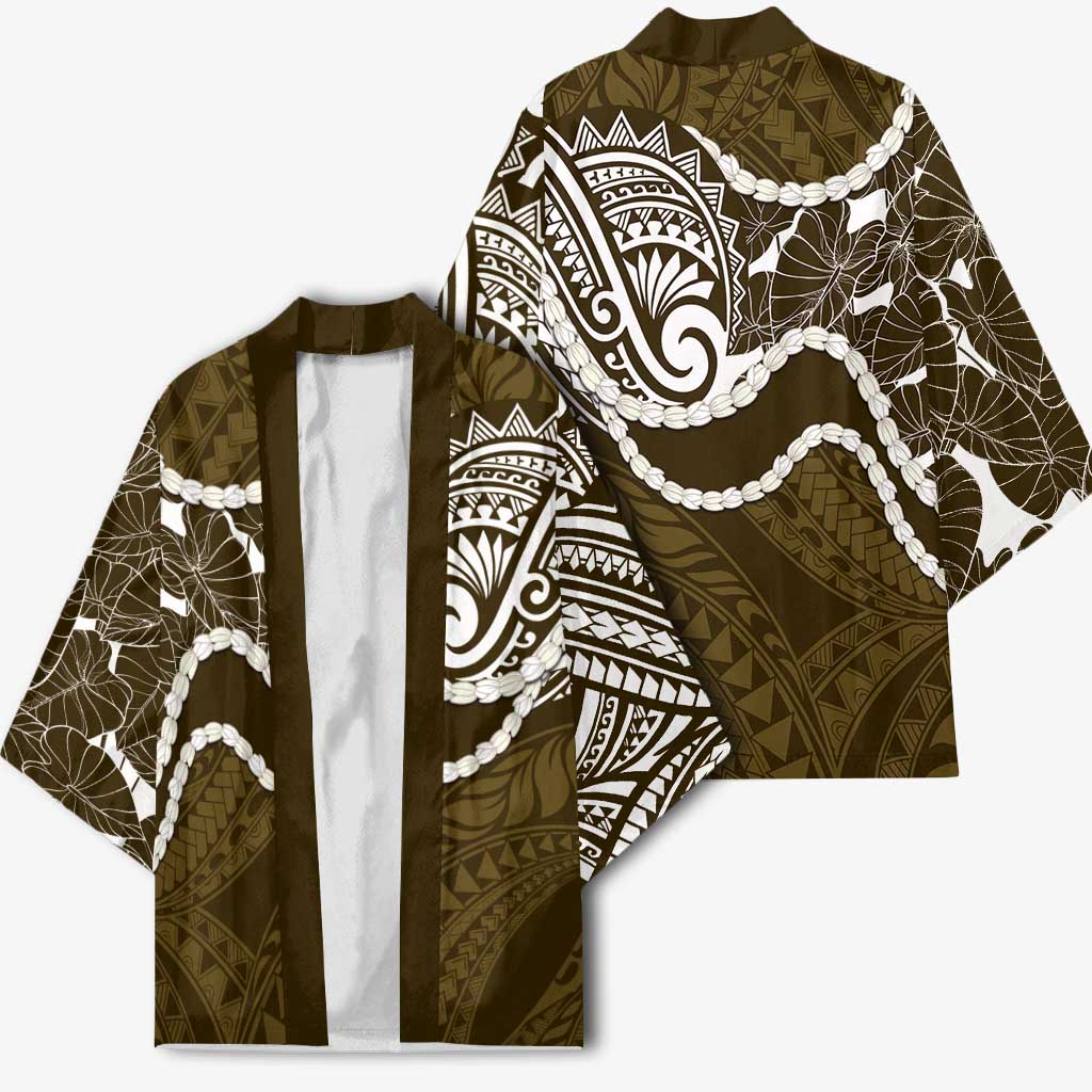 Aloha Hawaii Kalo Pikake Lei Kimono Chest Tattoo Gold Hawaiian Pattern