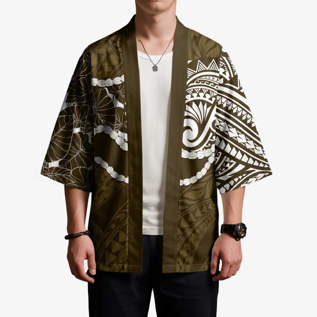 Aloha Hawaii Kalo Pikake Lei Kimono Chest Tattoo Gold Hawaiian Pattern