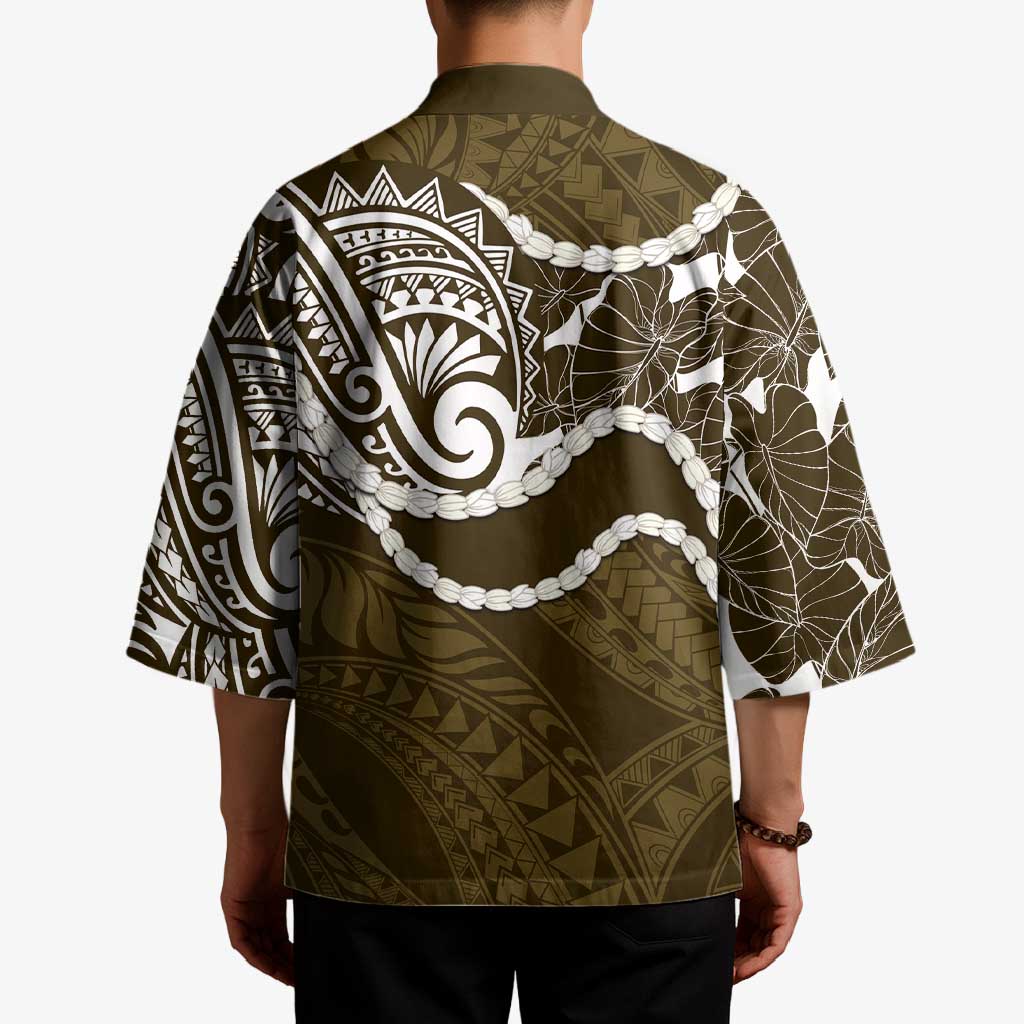 Aloha Hawaii Kalo Pikake Lei Kimono Chest Tattoo Gold Hawaiian Pattern