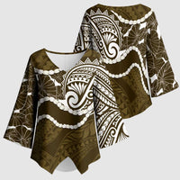 Aloha Hawaii Kalo Pikake Lei Kimono Sleeve Blouse Chest Tattoo Gold Hawaiian Pattern