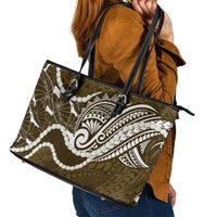 Aloha Hawaii Kalo Pikake Lei Leather Tote Bag Chest Tattoo Gold Hawaiian Pattern
