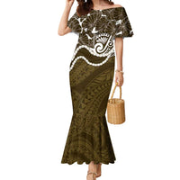 Aloha Hawaii Kalo Pikake Lei Mermaid Dress Chest Tattoo Gold Hawaiian Pattern LT14 Women Gold - Polynesian Pride