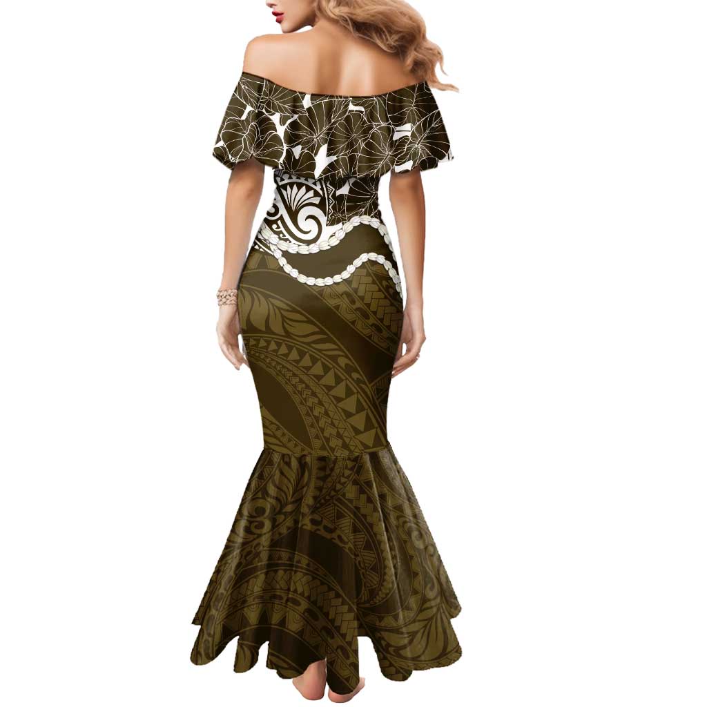 Aloha Hawaii Kalo Pikake Lei Mermaid Dress Chest Tattoo Gold Hawaiian Pattern LT14 - Polynesian Pride