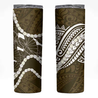 Aloha Hawaii Kalo Pikake Lei Skinny Tumbler Chest Tattoo Gold Hawaiian Pattern LT14 Gold - Polynesian Pride