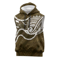 Aloha Hawaii Kalo Pikake Lei Sleeveless Hoodie Chest Tattoo Gold Hawaiian Pattern LT14 Gold - Polynesian Pride