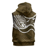 Aloha Hawaii Kalo Pikake Lei Sleeveless Hoodie Chest Tattoo Gold Hawaiian Pattern LT14 - Polynesian Pride