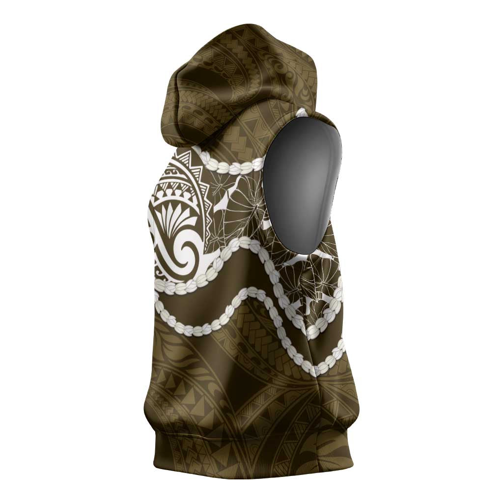 Aloha Hawaii Kalo Pikake Lei Sleeveless Hoodie Chest Tattoo Gold Hawaiian Pattern LT14 - Polynesian Pride