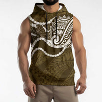 Aloha Hawaii Kalo Pikake Lei Sleeveless Hoodie Chest Tattoo Gold Hawaiian Pattern LT14 - Polynesian Pride