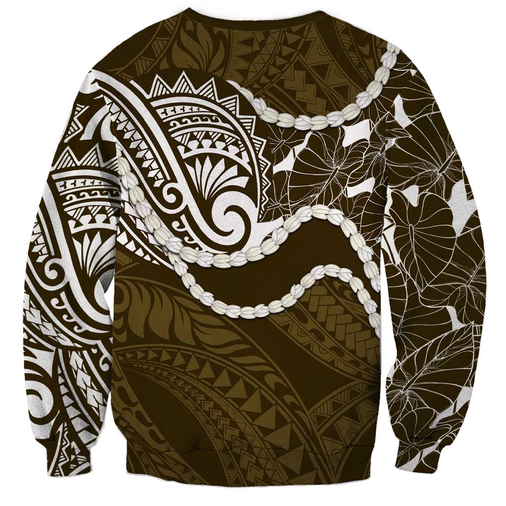 Aloha Hawaii Kalo Pikake Lei Sweatshirt Chest Tattoo Gold Hawaiian Pattern
