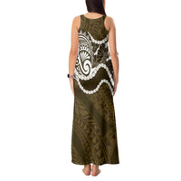 Aloha Hawaii Kalo Pikake Lei Tank Maxi Dress Chest Tattoo Gold Hawaiian Pattern
