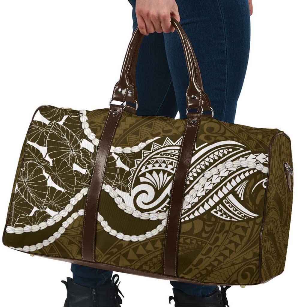 Aloha Hawaii Kalo Pikake Lei Travel Bag Chest Tattoo Gold Hawaiian Pattern