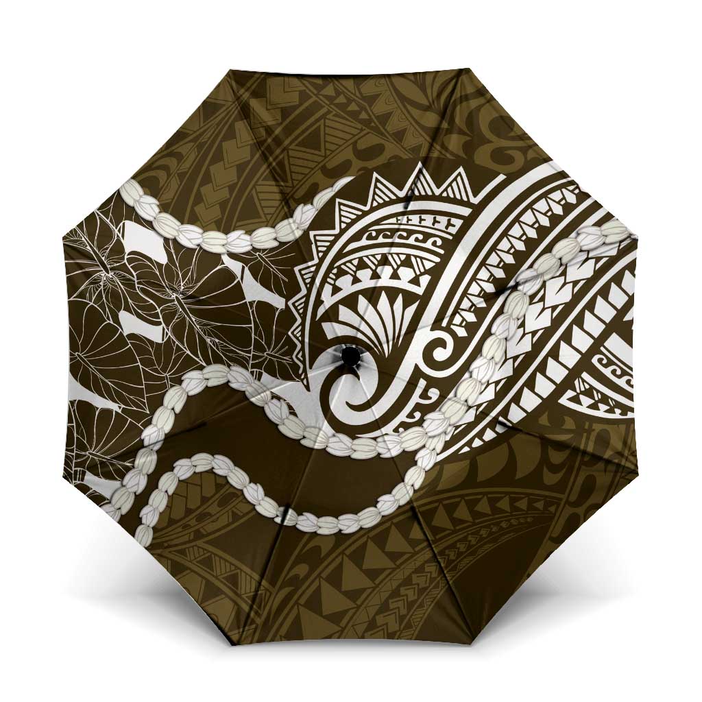 Aloha Hawaii Kalo Pikake Lei Umbrella Chest Tattoo Gold Hawaiian Pattern LT14 One Size Folded 11.42 inch Opened Diameter 37.4 inch Gold - Polynesian Pride