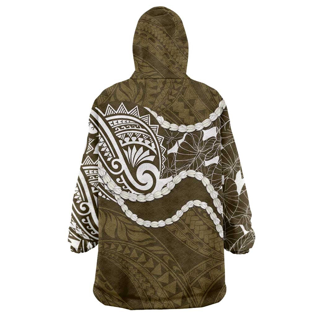 Aloha Hawaii Kalo Pikake Lei Wearable Blanket Hoodie Chest Tattoo Gold Hawaiian Pattern LT14 - Polynesian Pride