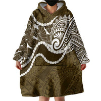 Aloha Hawaii Kalo Pikake Lei Wearable Blanket Hoodie Chest Tattoo Gold Hawaiian Pattern LT14 - Polynesian Pride