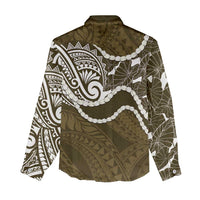 Aloha Hawaii Kalo Pikake Lei Women Casual Shirt Chest Tattoo Gold Hawaiian Pattern LT14 - Polynesian Pride