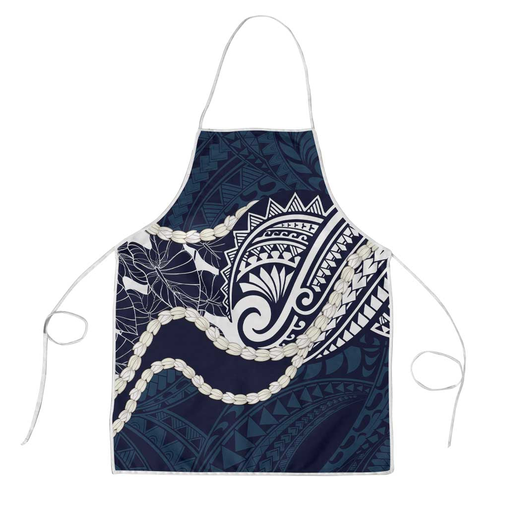 Aloha Hawaii Kalo Pikake Lei Apron Chest Tattoo Oxford Blue Hawaiian Pattern