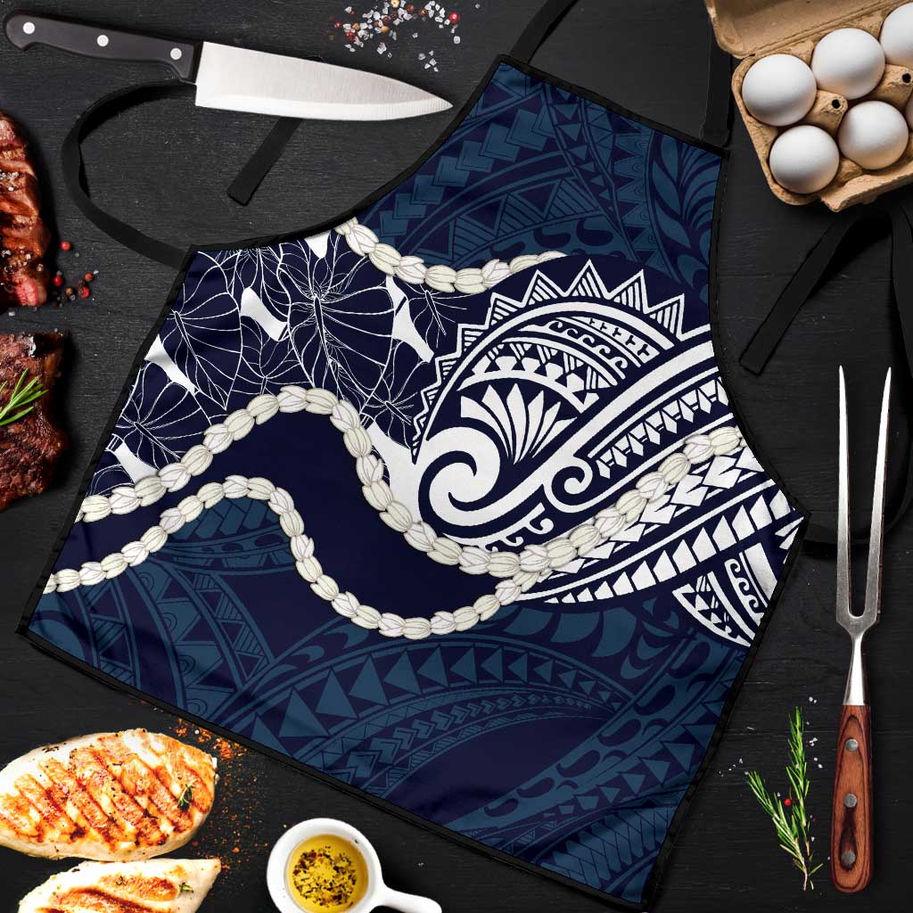 Aloha Hawaii Kalo Pikake Lei Apron Chest Tattoo Oxford Blue Hawaiian Pattern