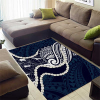 Aloha Hawaii Kalo Pikake Lei Area Rug Chest Tattoo Oxford Blue Hawaiian Pattern