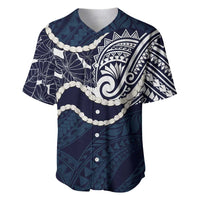 Aloha Hawaii Kalo Pikake Lei Baseball Jersey Chest Tattoo Oxford Blue Hawaiian Pattern LT14 Oxford Blue - Polynesian Pride