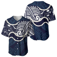 Aloha Hawaii Kalo Pikake Lei Baseball Jersey Chest Tattoo Oxford Blue Hawaiian Pattern LT14 - Polynesian Pride